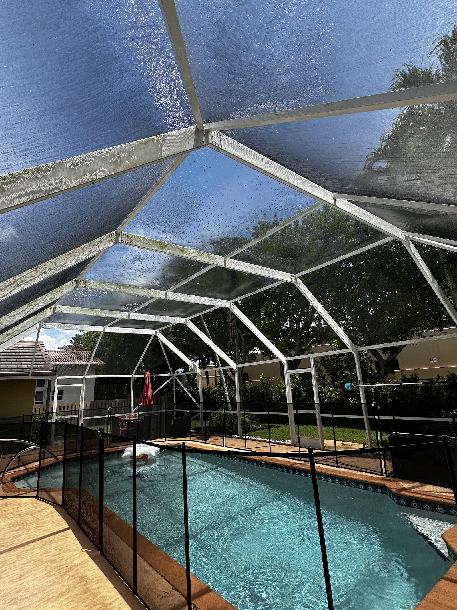 Pool cage screen enclosure, washed clean