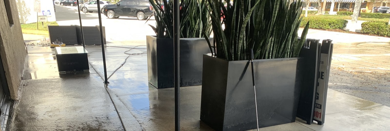 Commercial walkway, pressure washed clean